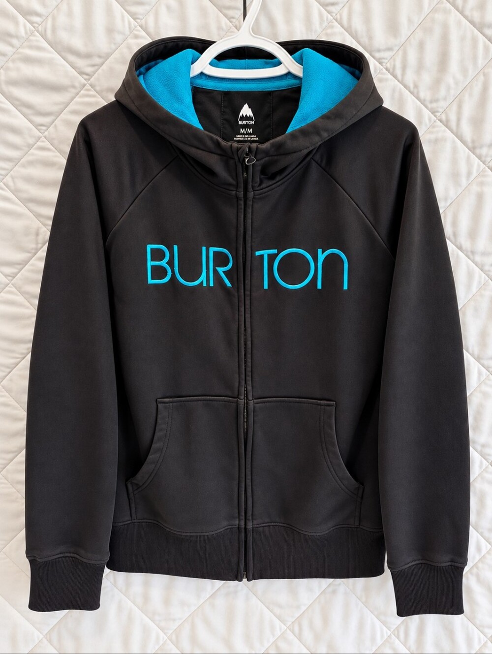 Burton Women’s Black & Turquoise Fleece Lined Full Zip Hoodie Size M
